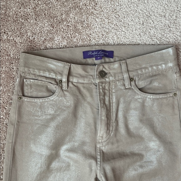 Ralph Lauren Purple Label Collection 208 Gold Metallic Boot Cut Denim Jeans - Picture 4 of 12